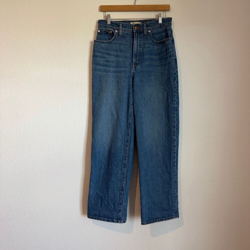 Madewell Cresslow Blue Stretch Denim Perfect Vintage Wide-Leg Crop Jeans 28 Tall - Picture 2 of 8